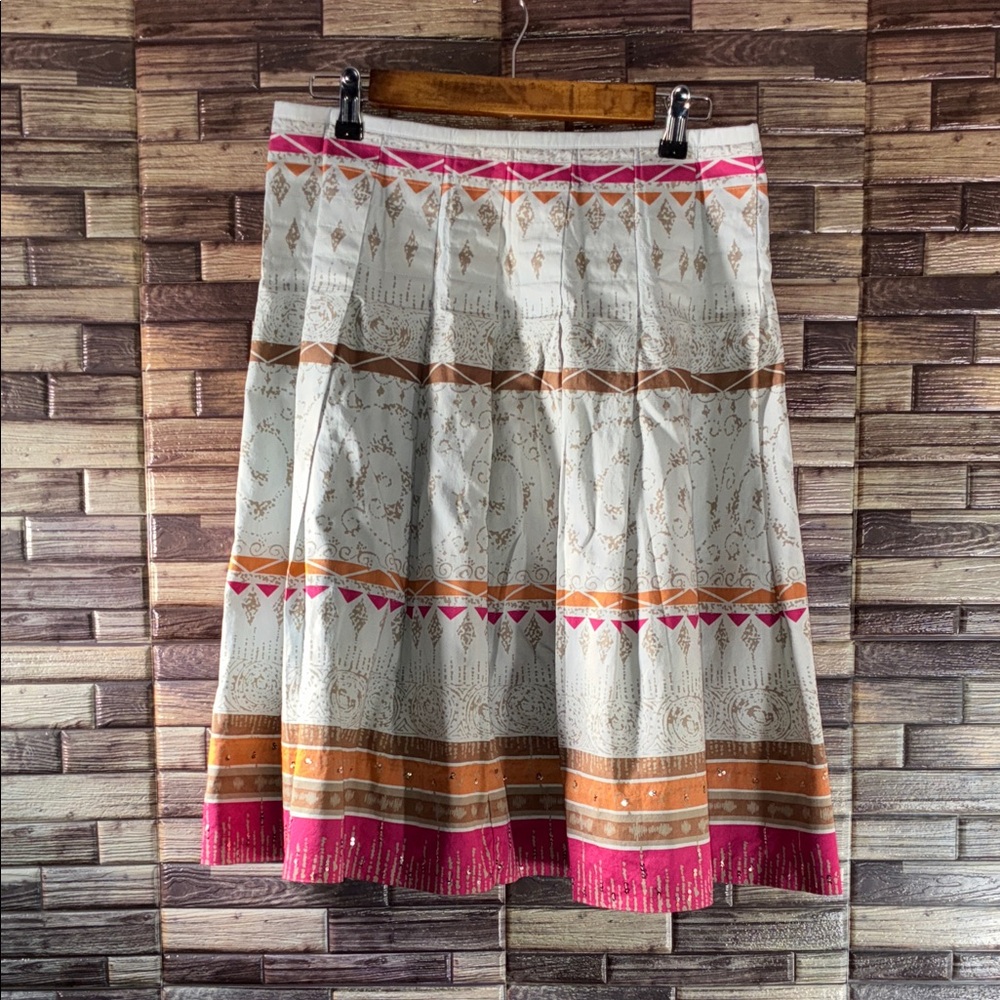 EUC Nic + Zoe Womens Skirt Lined Pleated A Line Flare Side Zip Size 8